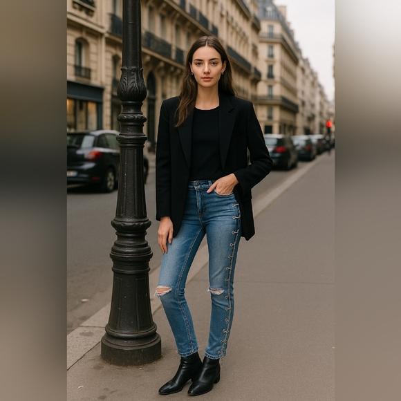 AMIRI Denim - Amiri Blue Denim Side Chain Grommet Jeans Luxury Streetwe Designer Jeans